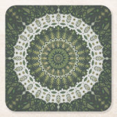 Boheemse eclectische stijl groene blad mandala kartonnen onderzetters (Voorkant)