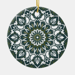 Boheemse eclectische stijl groene mandala keramisch ornament