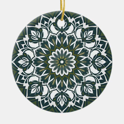 Boheemse eclectische stijl groene mandala keramisch ornament (Voorkant)