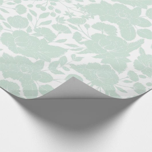Boheemse elegante blush groen wit stijlvolle bloem cadeaupapier (Hoek)