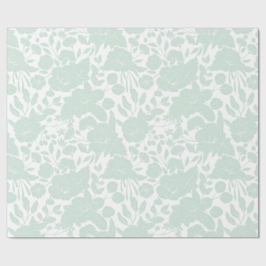 Boheemse elegante blush groen wit stijlvolle bloem cadeaupapier (Vlak)