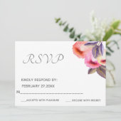 Boheemse elegante moderne waterverf tulpen RSVP Kaart (Staand voorkant)