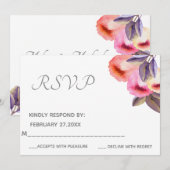 Boheemse elegante moderne waterverf tulpen RSVP Kaart (Voorkant / Achterkant)