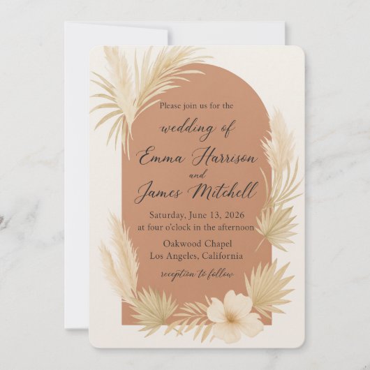 Boheemse elegantie bruiloft uitnodiging (Voorkant)