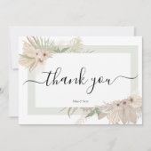 Boheemse elegantie groen bloemenbruiloft bedankkaart (Voorkant)