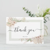 Boheemse elegantie groen bloemenbruiloft bedankkaart (Staand voorkant)