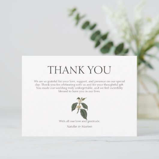 Boheemse elegantie Rustiek Winter Coffee Plant Bedankkaart (Staand voorkant)