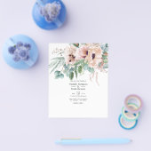 Boheemse Eucalyptus Roze Klaproos Bruiloft Flyer (Enkel)