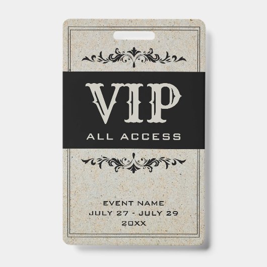 Boheemse Feest VIP All Access Pas Evenement ID Bad Badge (Voorzijde)