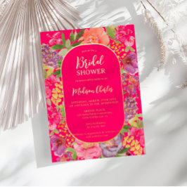 Boheemse felle bloemenboog script vrijgezellenfees folie uitnodiging