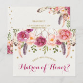 Boheemse Floral Dreamcatcher Matron of Honor Kaart (Voorkant / Achterkant)