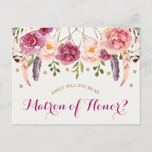 Boheemse Floral Dreamcatcher Matron of Honor Kaart