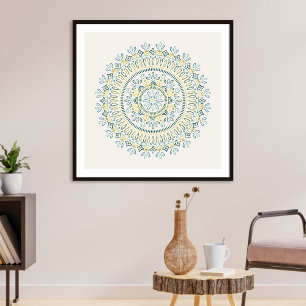  Boheemse Floral Mandala Girl's Art Print