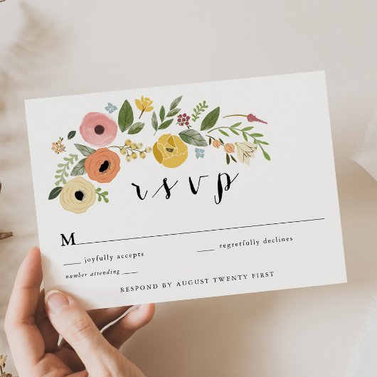 Boheemse  Floral RSVP-bijsluiterkaart Kaart