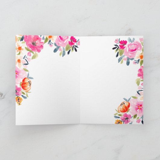 Boheemse florale waterverf oranje vrijgezellenfees bedankkaart (Binnen)