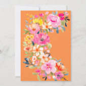 Boheemse florale waterverf oranje vrijgezellenfees kaart (Achterkant)