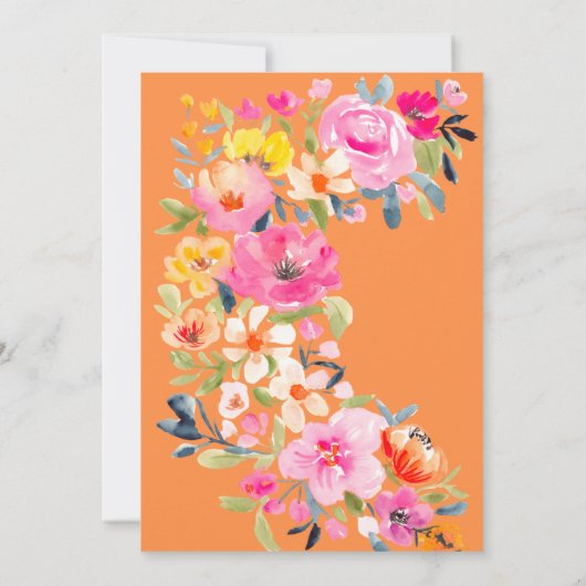 Boheemse florale waterverf oranje vrijgezellenfees kaart (Achterkant)