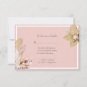 Boheemse gedroogde palm en pompas gras RSVP kaartje (Achterkant)