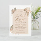 Boheemse gedroogde palmbladeren bruiloft brunch kaart (Staand voorkant)