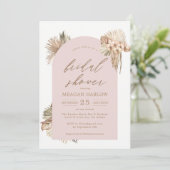 Boheemse gedroogde palmbladeren Roze bruidsdouche Kaart (Staand voorkant)