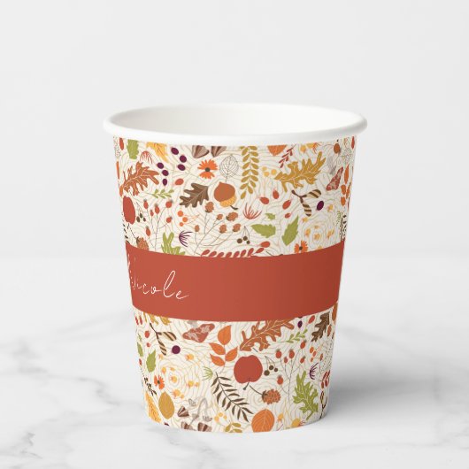 Boheemse gedroogde rustieke bloem herfst watervall papieren bekers (Achterkant)