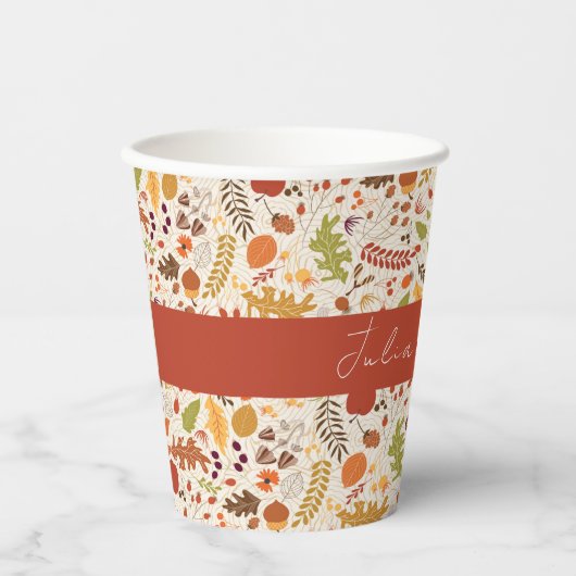 Boheemse gedroogde rustieke bloem herfst watervall papieren bekers (Voorkant)