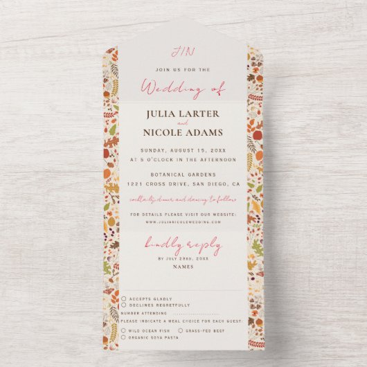 Boheemse Gedroogde Rustieke Bloemen Herfst Herfste All In One Uitnodiging (Binnen)