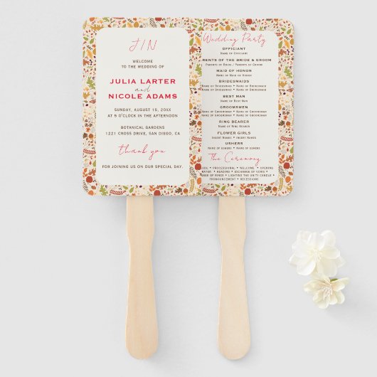 Boheemse Gedroogde Rustieke Bloemen Herfst Herfste Handwaaier (Voorkant en achterkant)