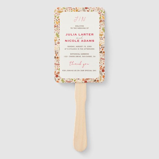 Boheemse Gedroogde Rustieke Bloemen Herfst Herfste Handwaaier (Voorkant)