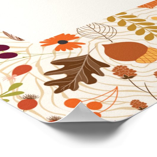 Boheemse Gedroogde Rustieke Bloemen Herfst Herfste Poster (Hoek)