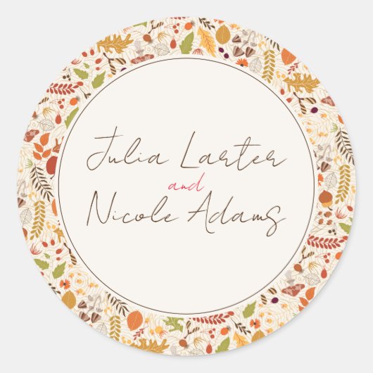 Boheemse Gedroogde Rustieke Bloemen Herfst Herfste Ronde Sticker (Voorkant)