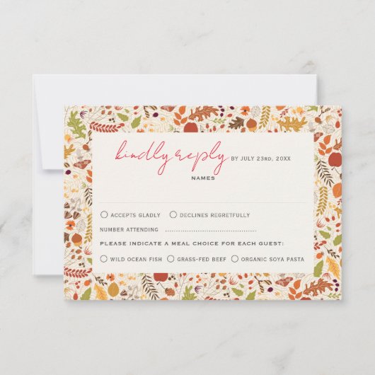 Boheemse Gedroogde Rustieke Bloemen Herfst Herfste RSVP Kaartje (Voorkant)