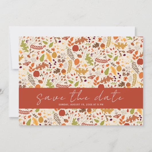 Boheemse Gedroogde Rustieke Bloemen Herfst Herfste Save The Date (Achterkant)