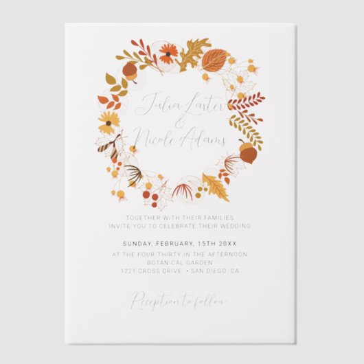 Boheemse Gedroogde Rustieke Bloemen Herfst Herfste Vellum Uitnodigingen (Voorkant)