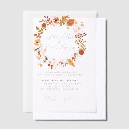 Boheemse Gedroogde Rustieke Bloemen Herfst Herfste Vellum Uitnodigingen (Offset)