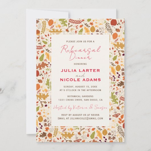 Boheemse Gedroogde Rustieke Herfst Herfst Repetiti Kaart (Voorkant)