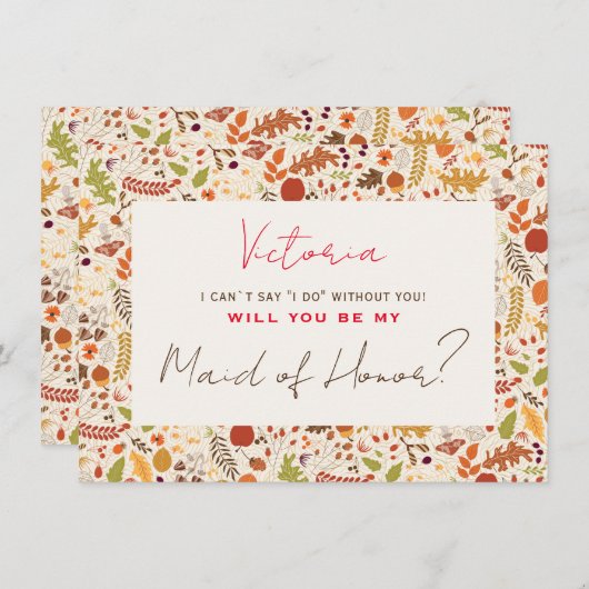 Boheemse Gedroogde Rustieke Herfst Herfsten Bruids Menu (Voorkant / Achterkant)