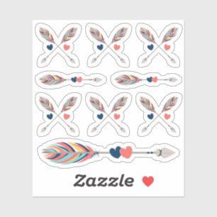 Boheemse gekruiste pijlen en harten plannerblad sticker