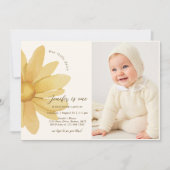 Boheemse gele Daisy Bloemen 1e Verjaardag Foto Kaart (Voorkant)