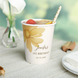 Boheemse gele Daisy Bloemen Verjaardagsfeest Papieren Bekers