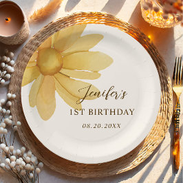 Boheemse gele Daisy Bloemen Verjaardagsfeest Papieren Bordje