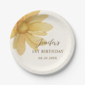 Boheemse gele Daisy Bloemen Verjaardagsfeest Papieren Bordje (Voorkant)