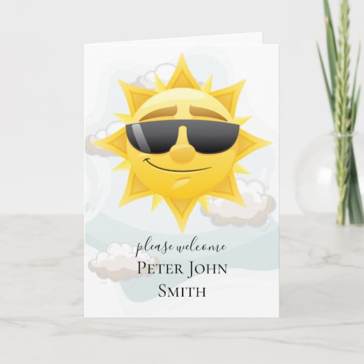  Boheemse Gele Gouden Straal Zonneschijn baby Kaart (Voorkant)
