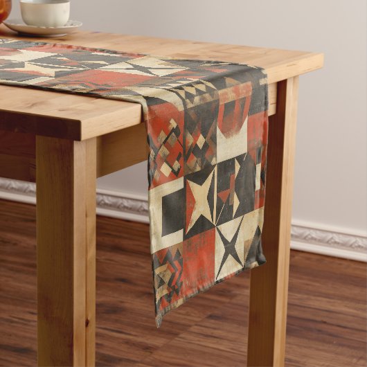 Boheemse geometrische print tafel runner korte tafelloper (Voorbeeld)