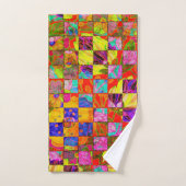 Boheemse geruite bloemmotief bad handdoek (Handdoek)