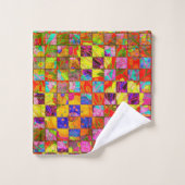 Boheemse geruite bloemmotief bad handdoek (Wasdoekje)