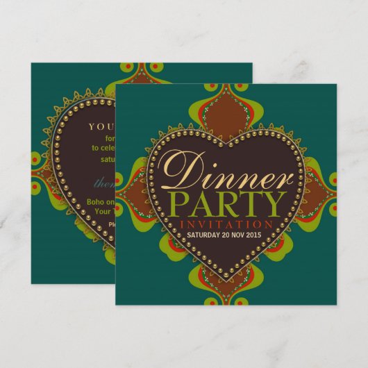 Boheemse Godin Diner Verjaardagsfeest Uitnodiginge Kaart (Voorkant / Achterkant)