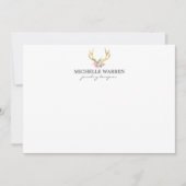 Boheemse Gouden Antlers met Bloemen Platte Notecar Notitiekaartje (Voorkant)