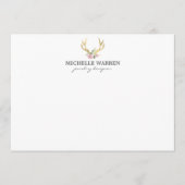 Boheemse Gouden Antlers met Bloemen Platte Notecar Notitiekaartje (Voorkant)