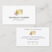 Boheemse gouden camera bloemen fotograaf visitekaartje (Voorkant / Achterkant)